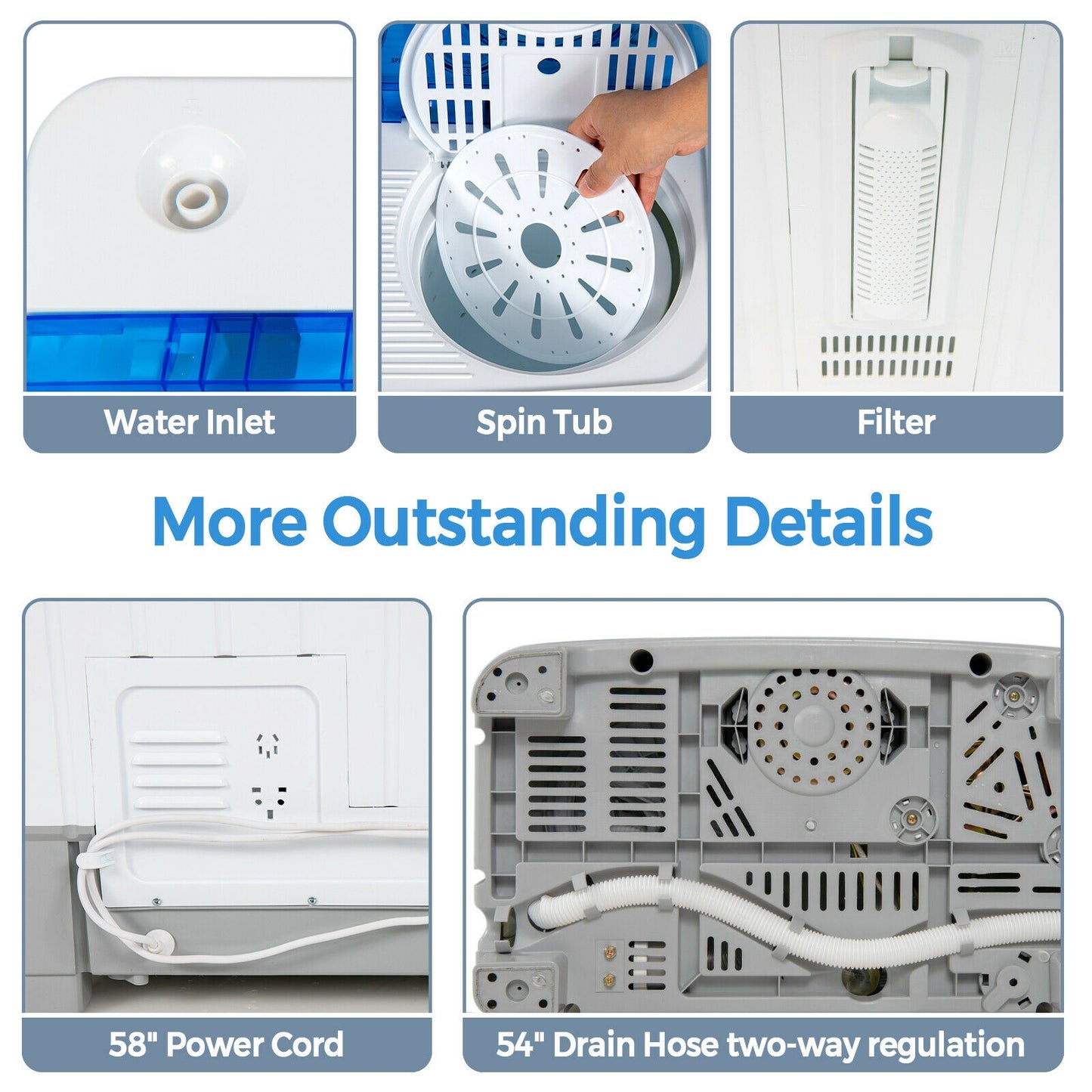 Portable 22lbs Washing Machine With Timer Control, Blue Washing Machines at Gallery Canada