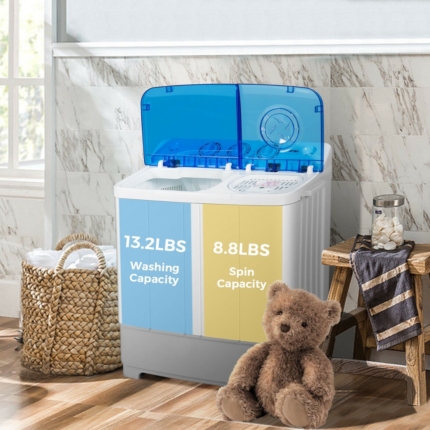 Portable 22lbs Washing Machine With Timer Control, Blue Washing Machines at Gallery Canada