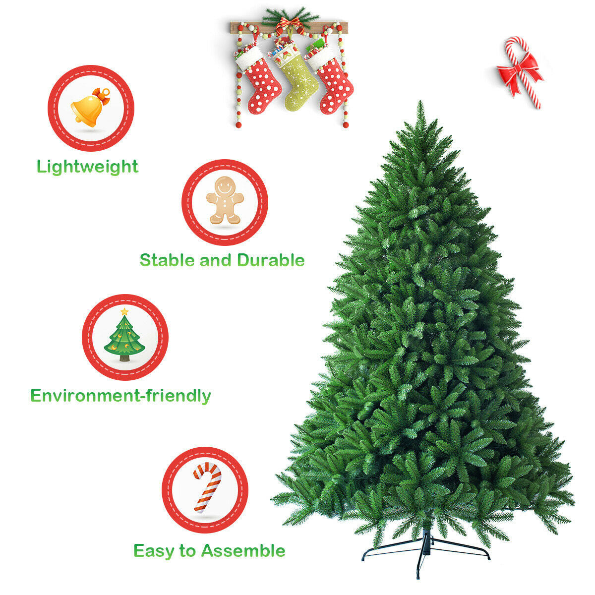 5 Feet Artificial Fir Christmas Tree, 600 Branch Tips, Green Christmas Tree at Gallery Canada