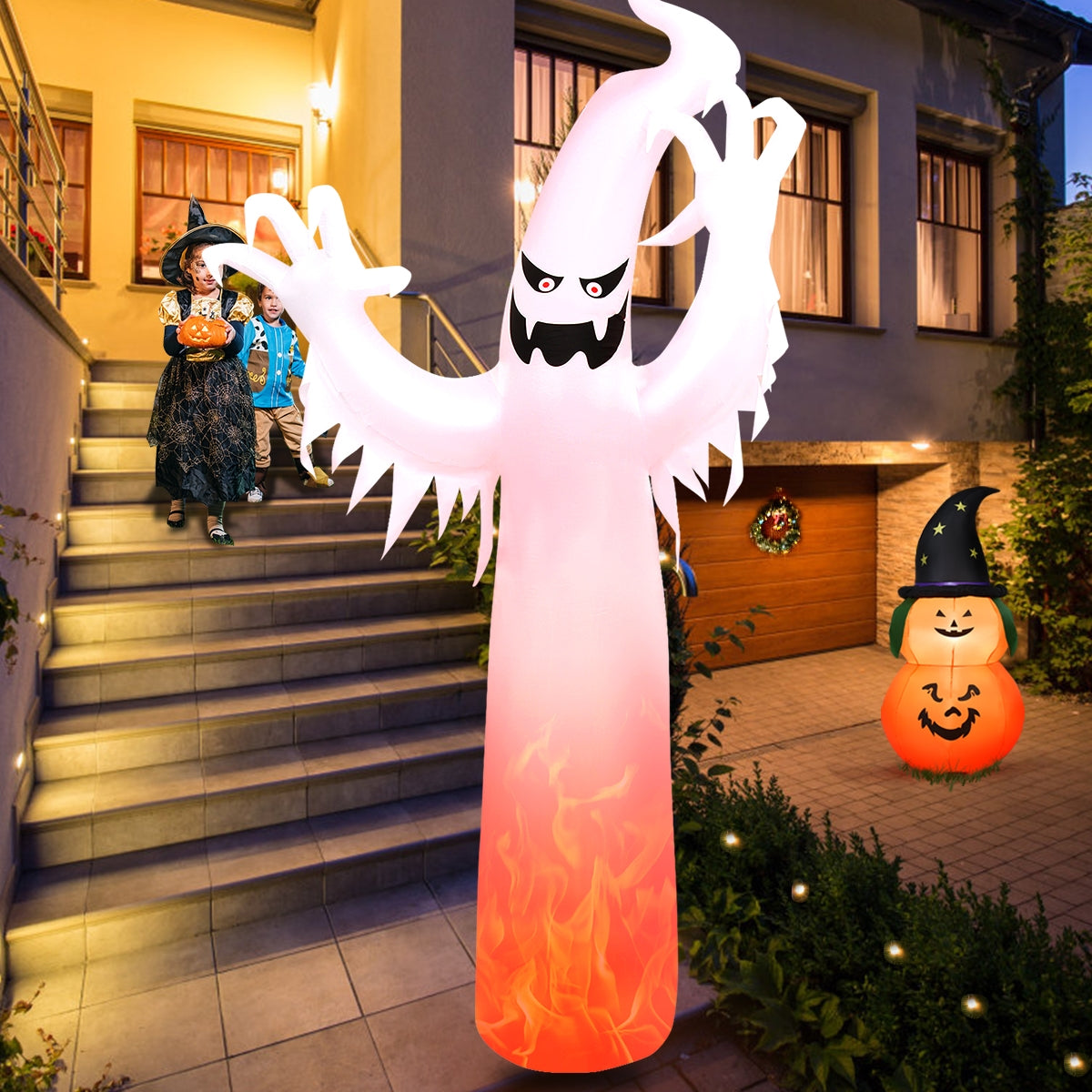 12 Feet Halloween Inflatable Decoration, Built-in LED Lights, White Halloween at Gallery Canada