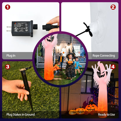 12 Feet Halloween Inflatable Decoration, Built-in LED Lights, White Halloween at Gallery Canada