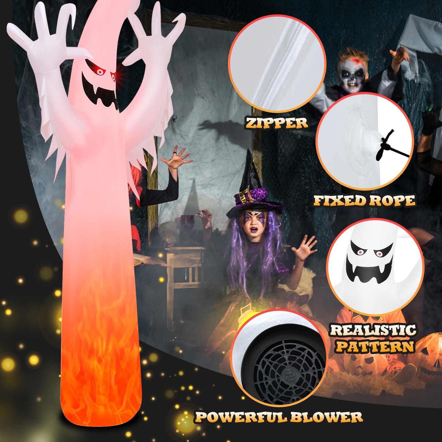 12 Feet Halloween Inflatable Decoration, Built-in LED Lights, White Halloween at Gallery Canada