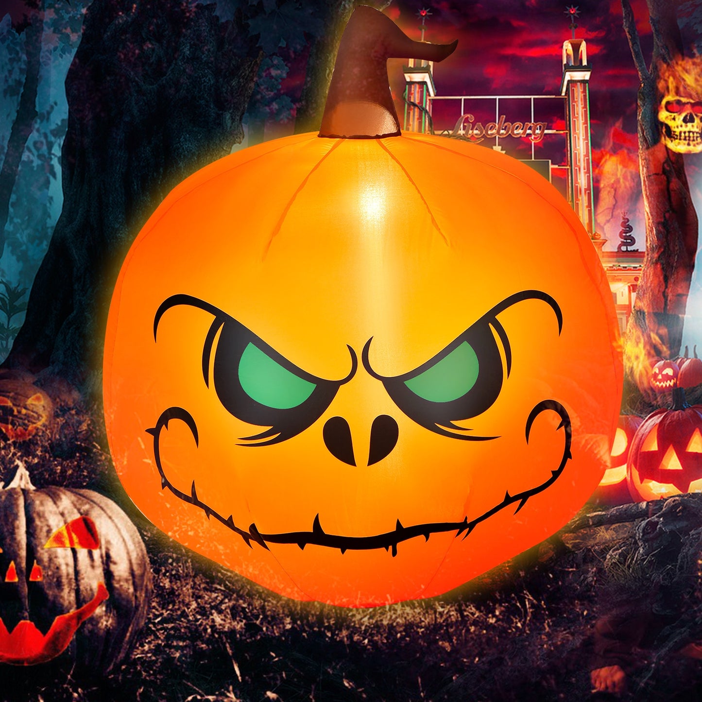 4 Feet Halloween Inflatable Pumpkin With LED Light, Orange Halloween at Gallery Canada