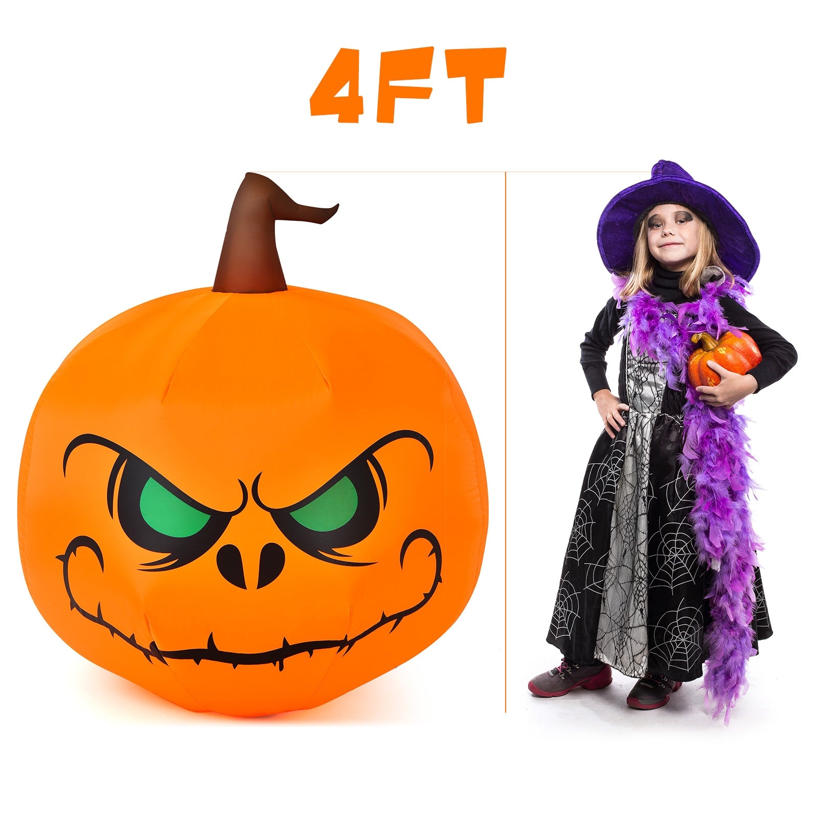 4 Feet Halloween Inflatable Pumpkin With LED Light, Orange Halloween at Gallery Canada