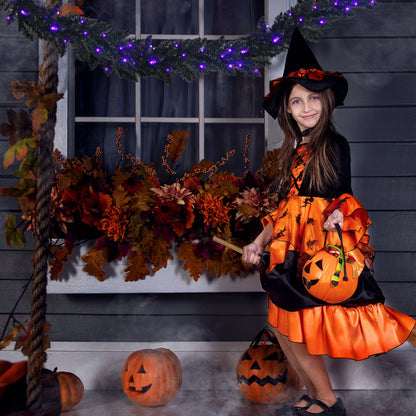 9 Feet Pre-lit Christmas Garland, 50 LED Lights, Black, Purple Halloween at Gallery Canada