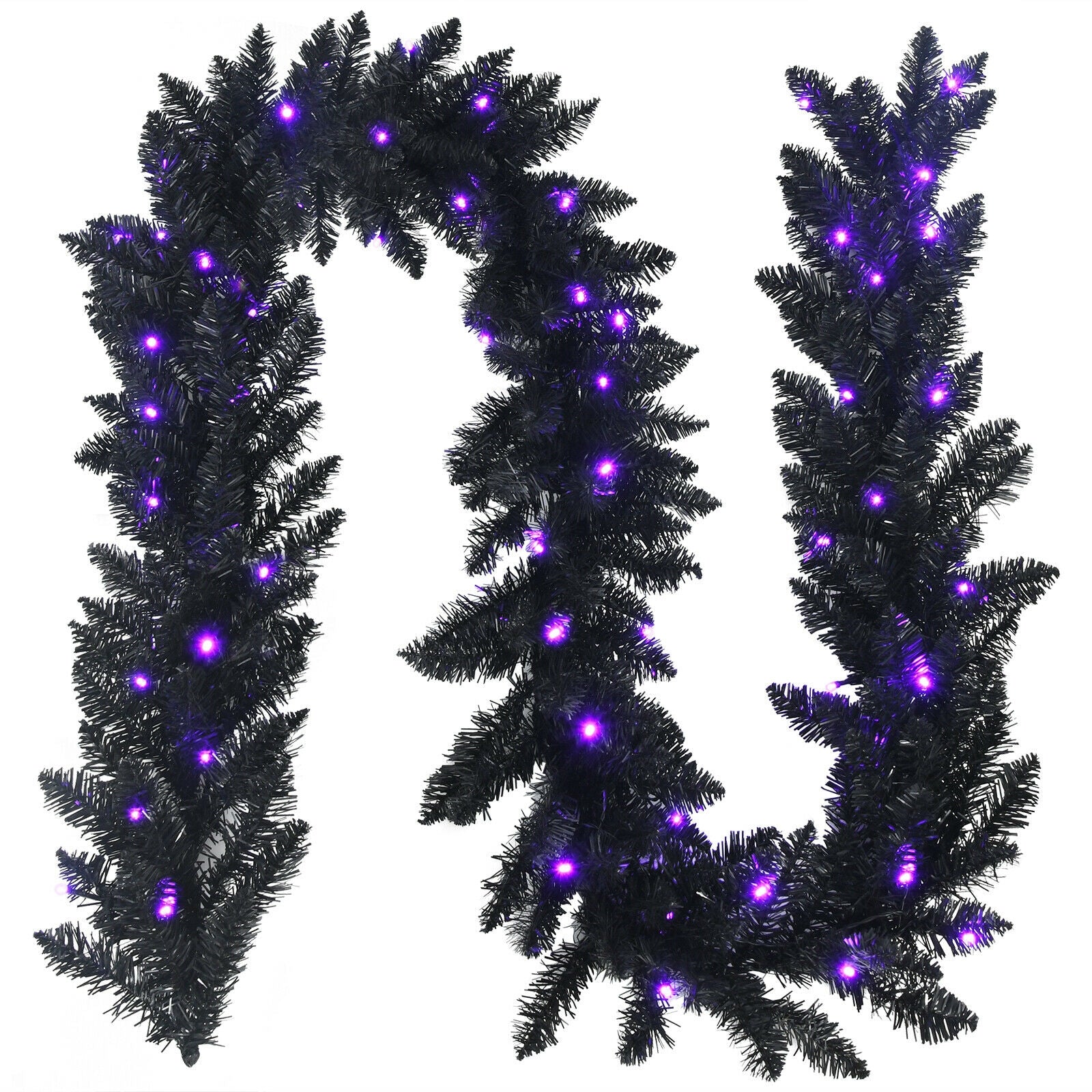 9 Feet Pre-lit Christmas Garland, 50 LED Lights, Black, Purple Halloween Black at Gallery Canada