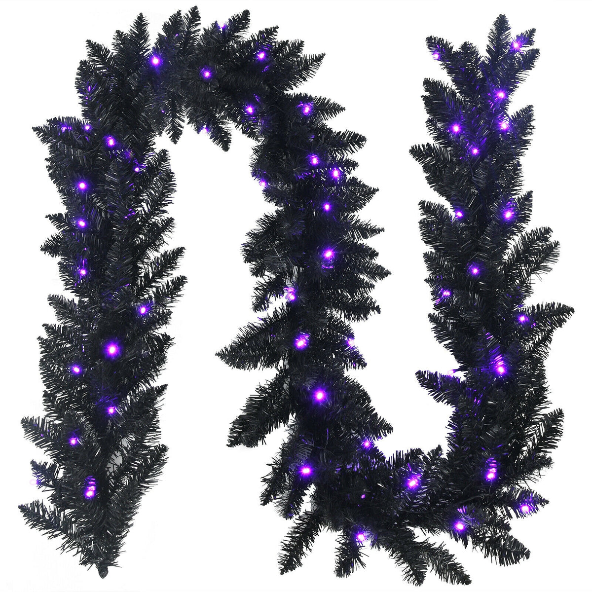 9 Feet Pre-lit Christmas Garland, 50 LED Lights, Black, Purple Halloween Black at Gallery Canada