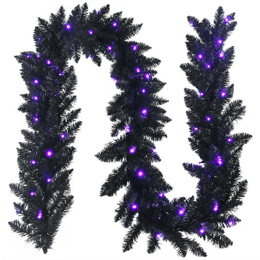 9 Feet Pre-lit Christmas Garland, 50 LED Lights, Black, Purple Halloween Black at Gallery Canada