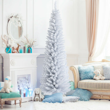 7 Feet Slim Artificial Christmas Pencil Tree, Metal Stand, White Christmas Tree at Gallery Canada