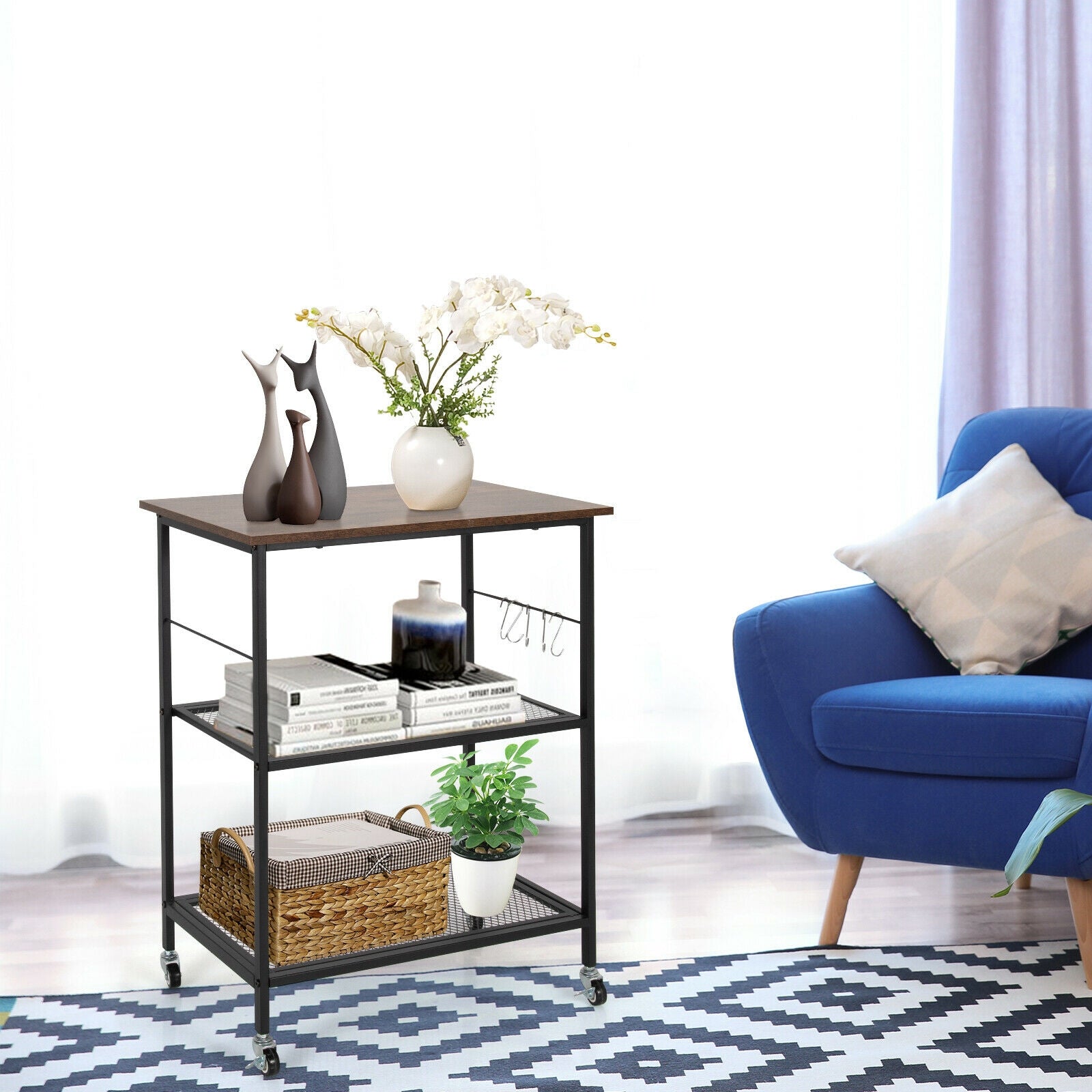 3-Tier Kitchen Cart, Microwave Rack, Brown Baker's Racks at Gallery Canada
