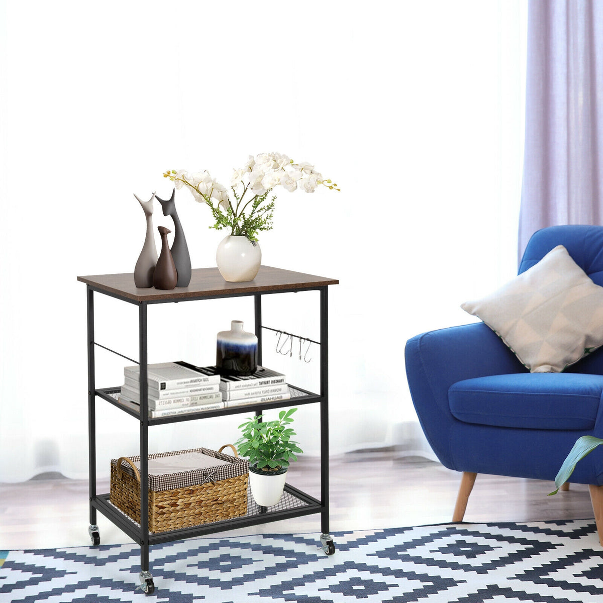 3-Tier Kitchen Cart, Microwave Rack, Brown Baker's Racks at Gallery Canada