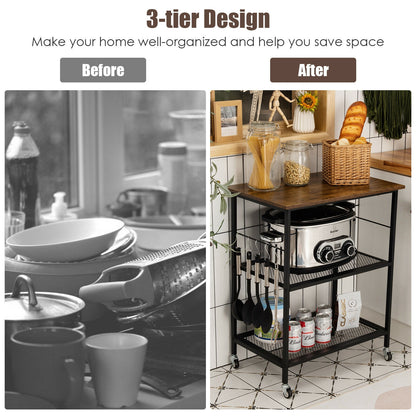 3-Tier Kitchen Cart, Microwave Rack, Brown Baker's Racks at Gallery Canada