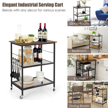 3-Tier Kitchen Cart, Microwave Rack, Brown Baker's Racks at Gallery Canada