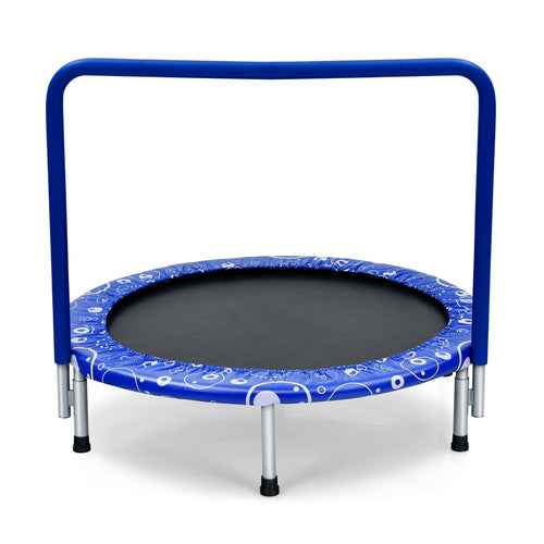 36 Inch Kids Trampoline, Mini Rebounder, Full Covered Handrail, Blue