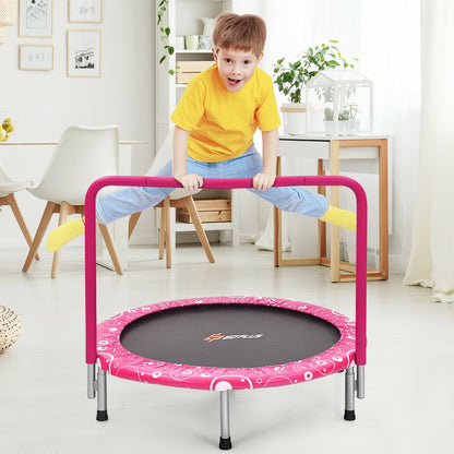 36 Inch Kids Trampoline, Mini Rebounder With Handrail, Pink Trampolines at Gallery Canada