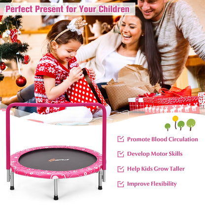 36 Inch Kids Trampoline, Mini Rebounder With Handrail, Pink Trampolines at Gallery Canada