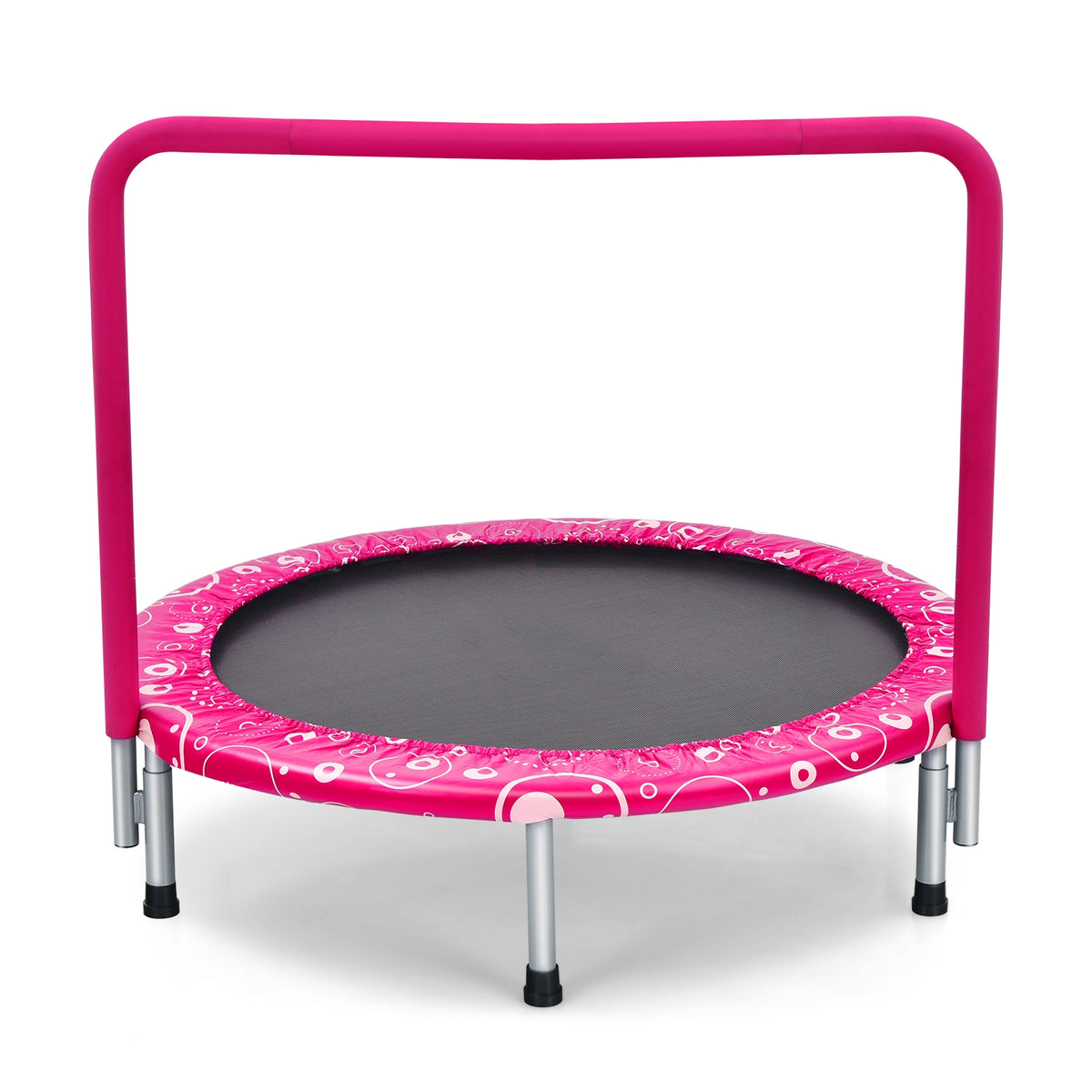 36 Inch Kids Trampoline, Mini Rebounder With Handrail, Pink Trampolines Pink at Gallery Canada