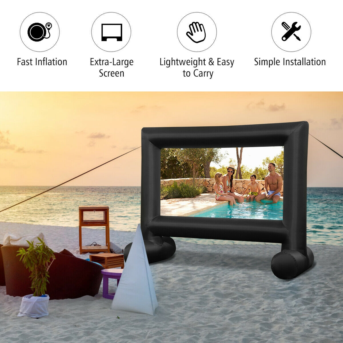 Inflatable Outdoor Movie Projector Screen, 16 Feet, With Blower And Carrying Bag Game Room at Gallery Canada