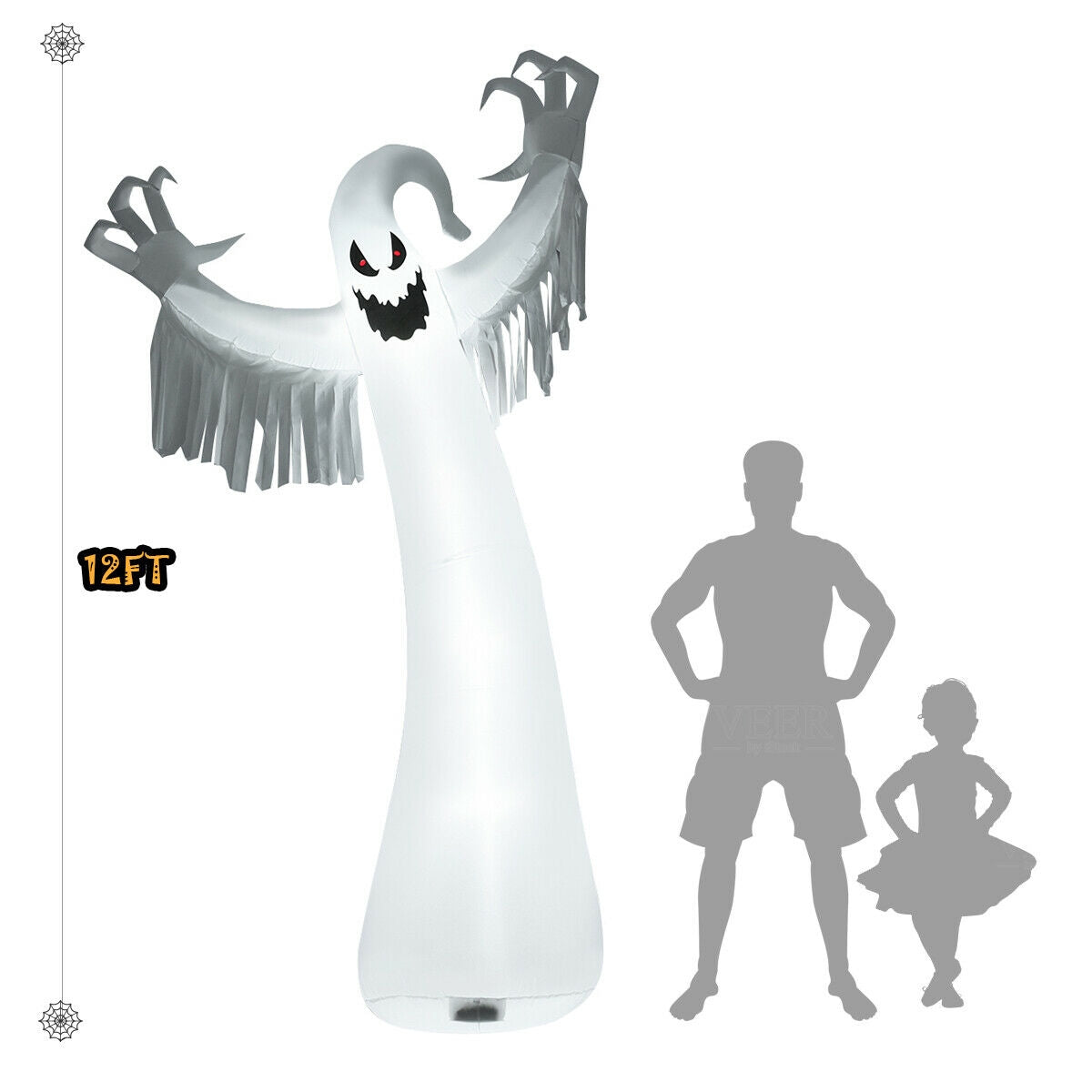 12 Feet Halloween Inflatable Spooky Ghost with Blower and LED Lights, White Halloween at Gallery Canada