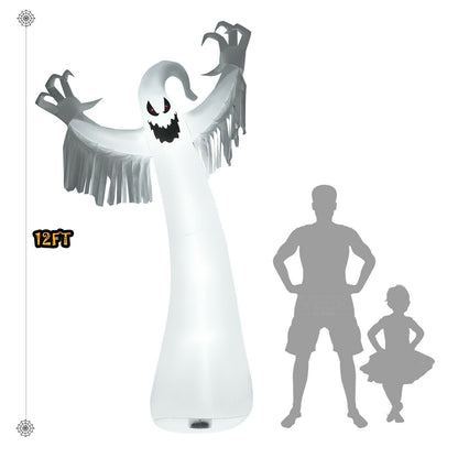 12 Feet Halloween Inflatable Spooky Ghost with Blower and LED Lights, White Halloween at Gallery Canada