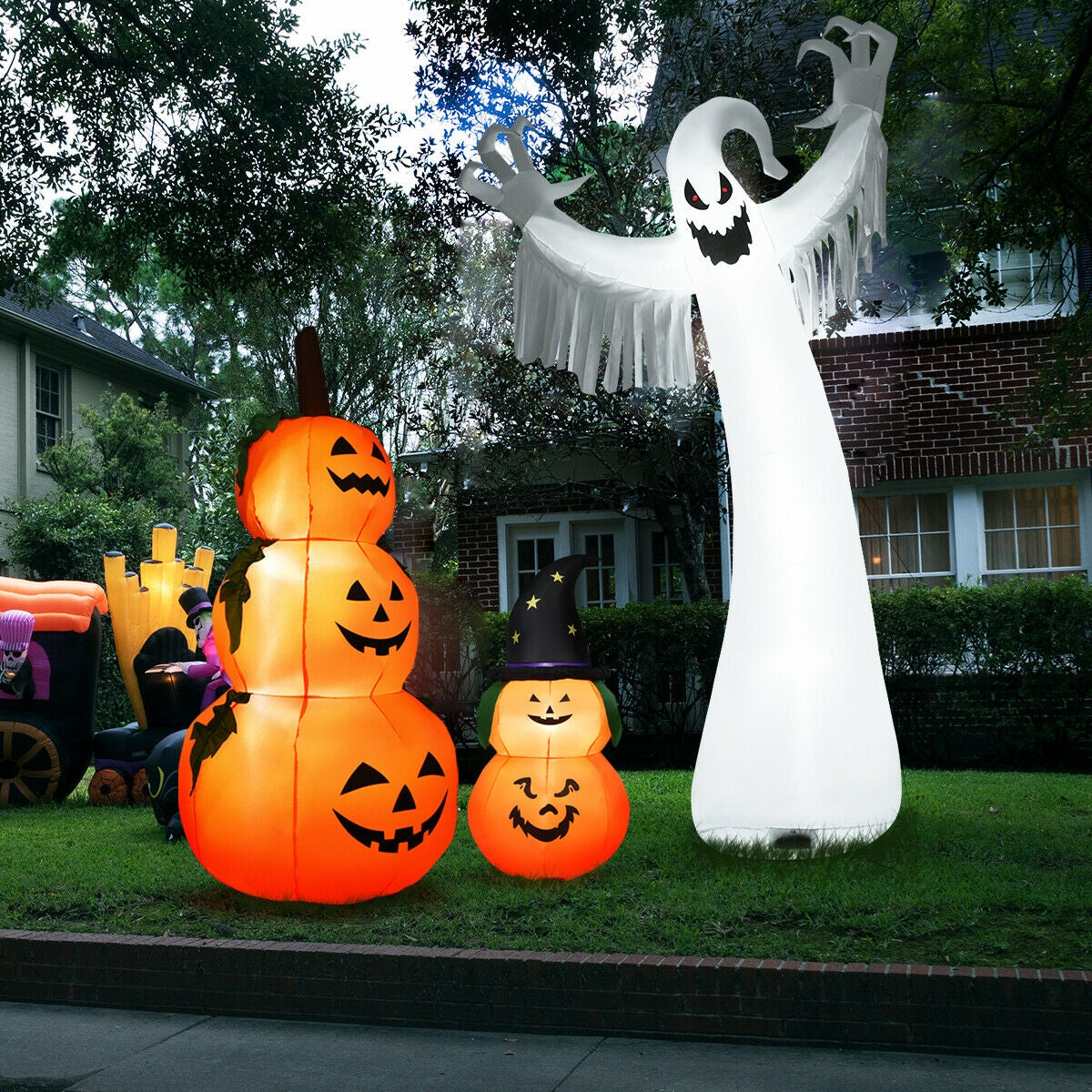12 Feet Halloween Inflatable Spooky Ghost with Blower and LED Lights, White Halloween at Gallery Canada