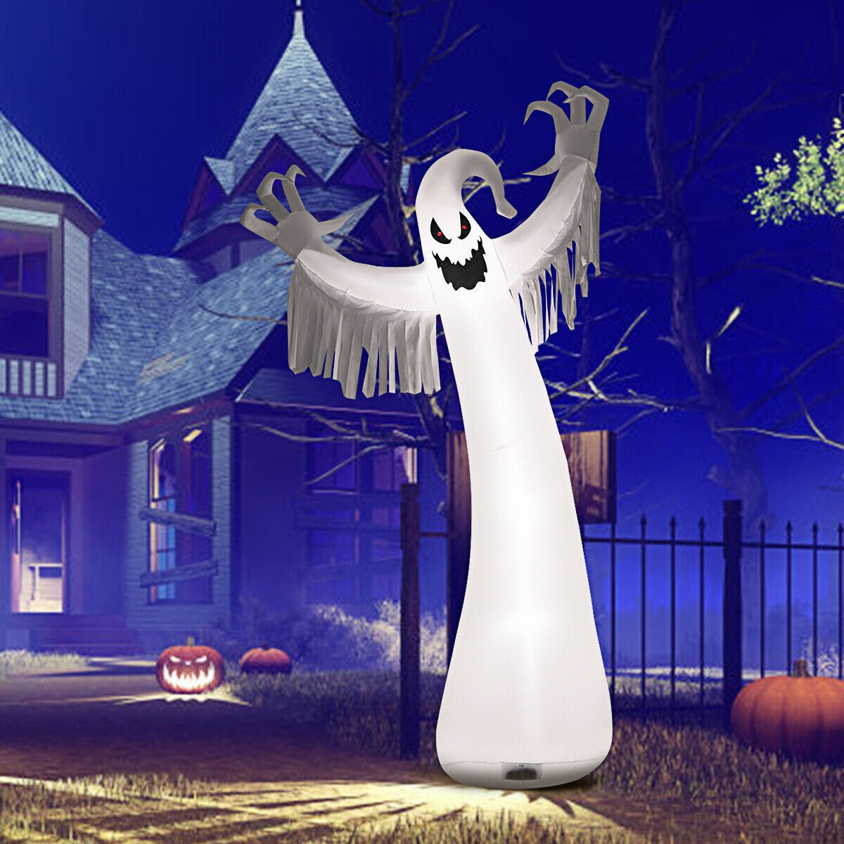 12 Feet Halloween Inflatable Spooky Ghost with Blower and LED Lights, White Halloween at Gallery Canada