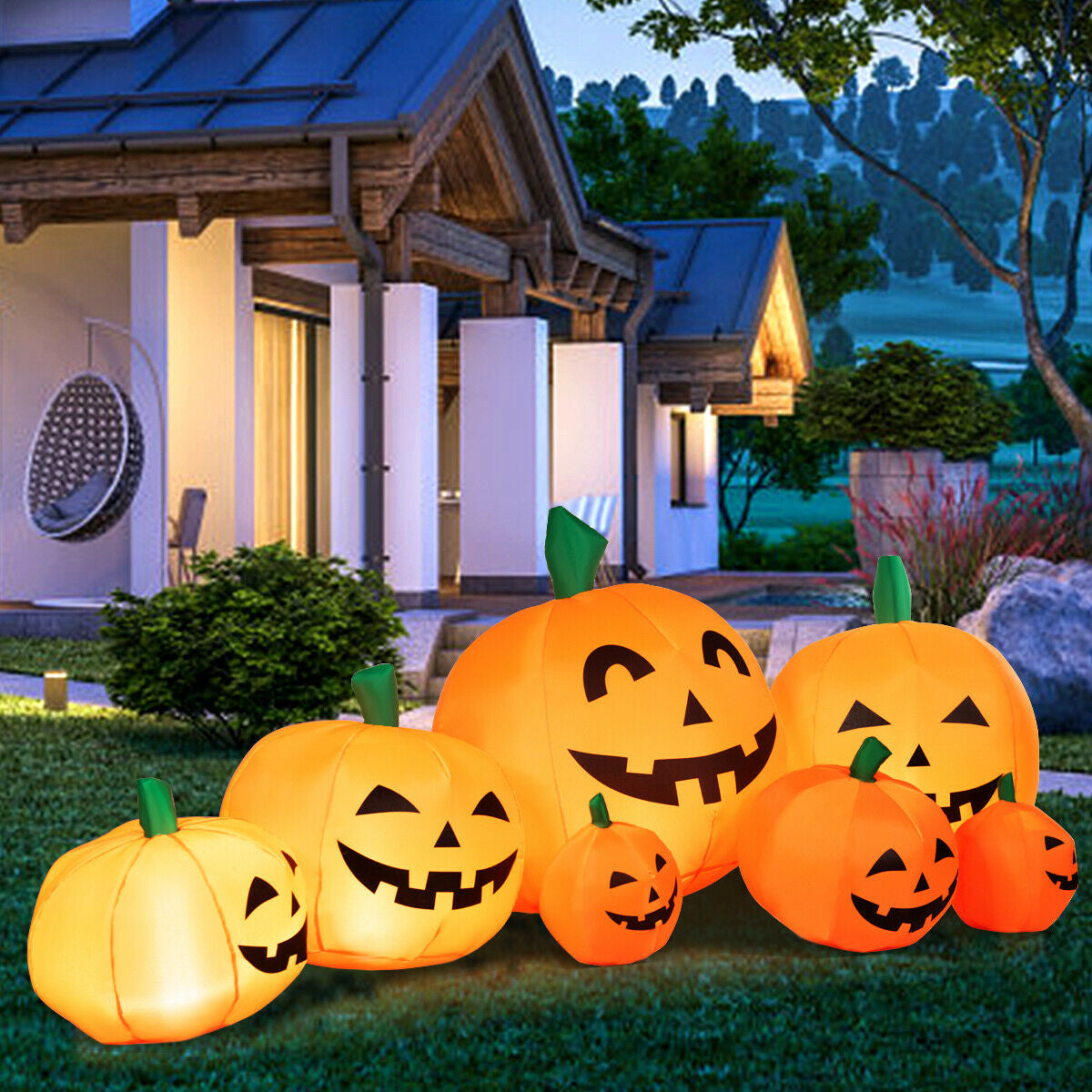 7.5 Feet Halloween Inflatable Pumpkin Patch With LED Lights, Orange Halloween at Gallery Canada