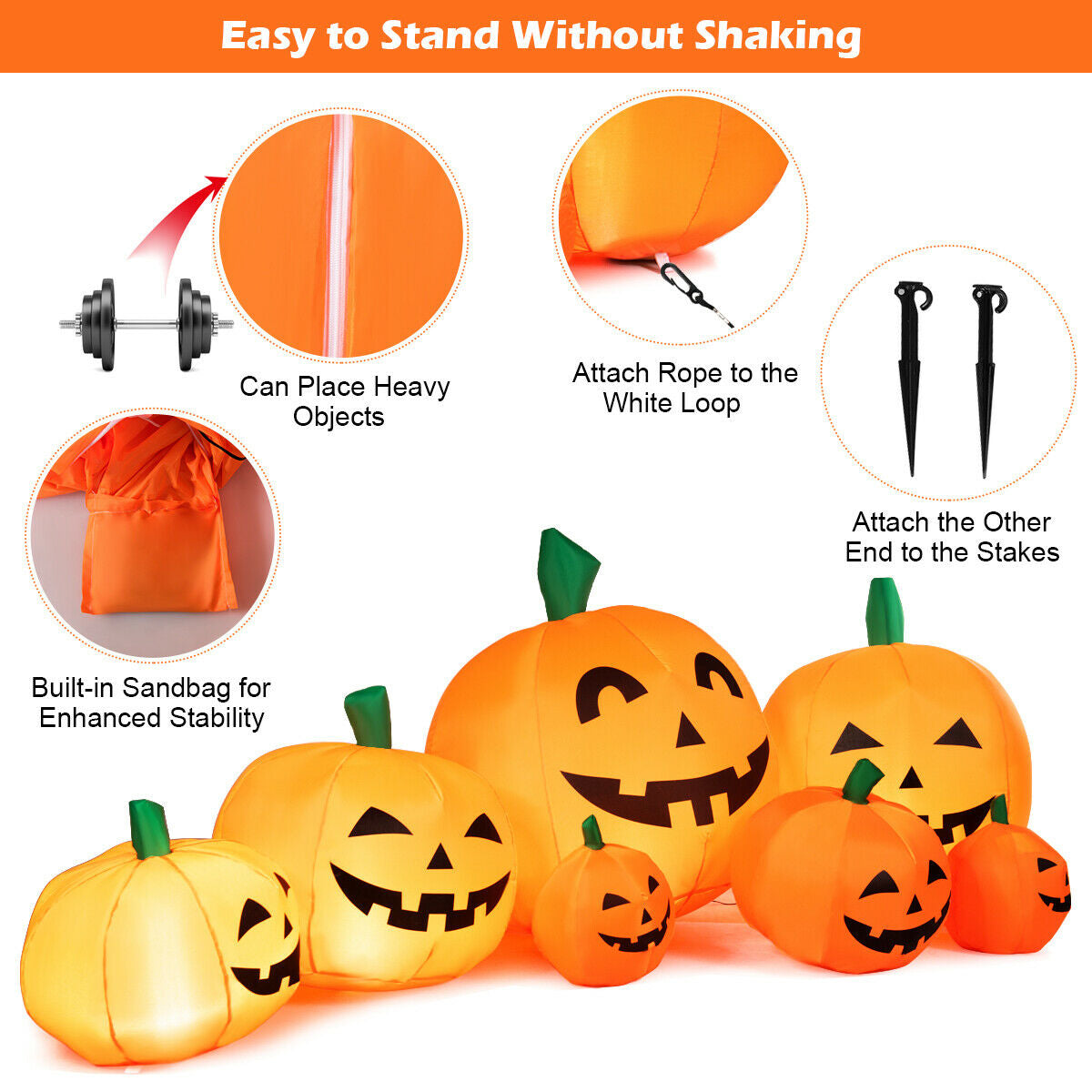 7.5 Feet Halloween Inflatable Pumpkin Patch With LED Lights, Orange Halloween at Gallery Canada