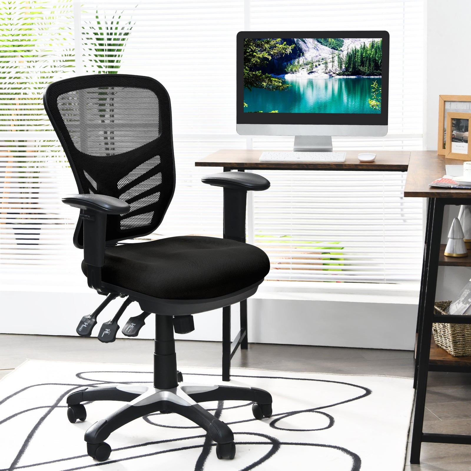 Ergonomic Mesh Office Chair, Adjustable Back Height, Armrests, Black Ergonomic Chairs at Gallery Canada
