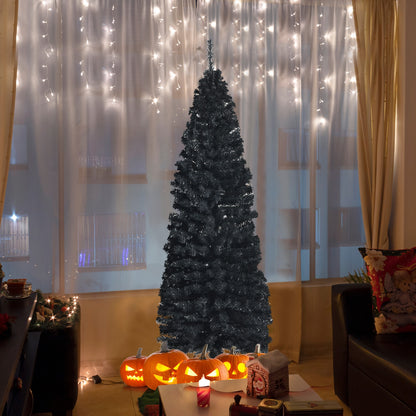 6 Feet Artificial Christmas Halloween Pencil Tree, Metal Stand, Black Christmas Tree at Gallery Canada