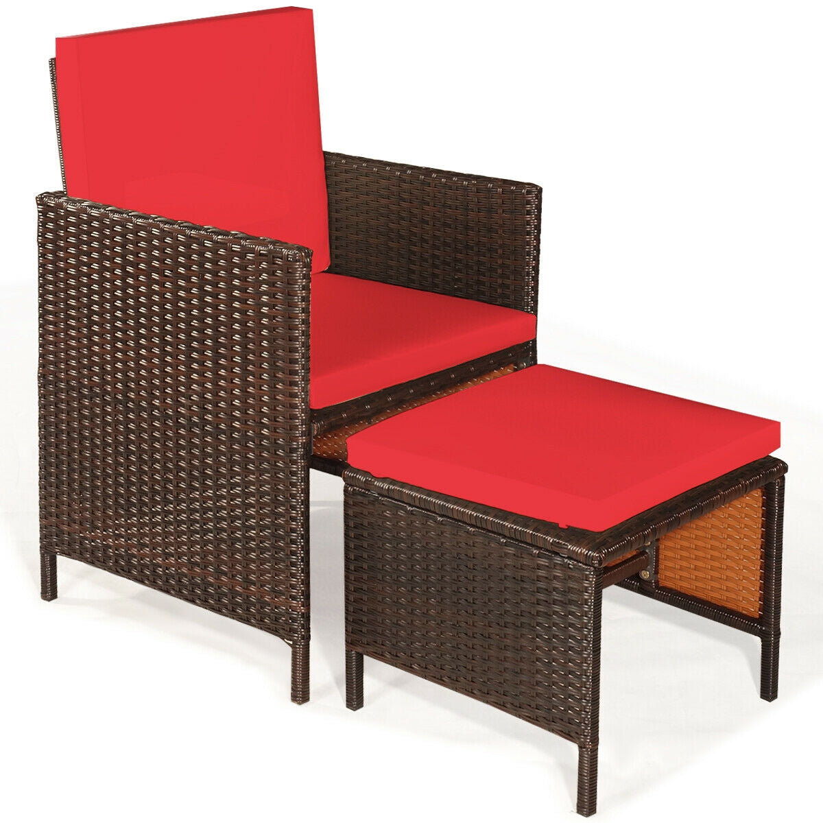 9PCS Rattan Dining Chair Set, Cushioned, Red Patio Dining Sets at Gallery Canada