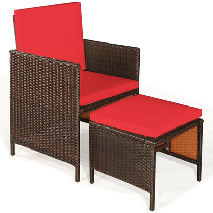9PCS Rattan Dining Chair Set, Cushioned, Red Patio Dining Sets at Gallery Canada