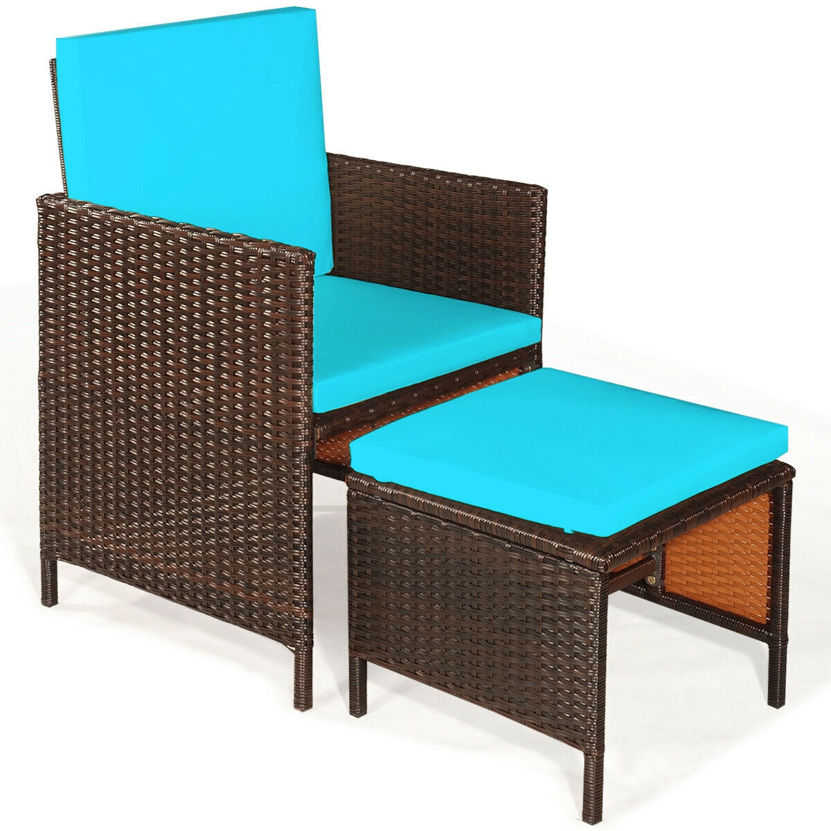 9PCS Patio Rattan Dining Cushioned Chairs Set, Turquoise Patio Dining Sets at Gallery Canada