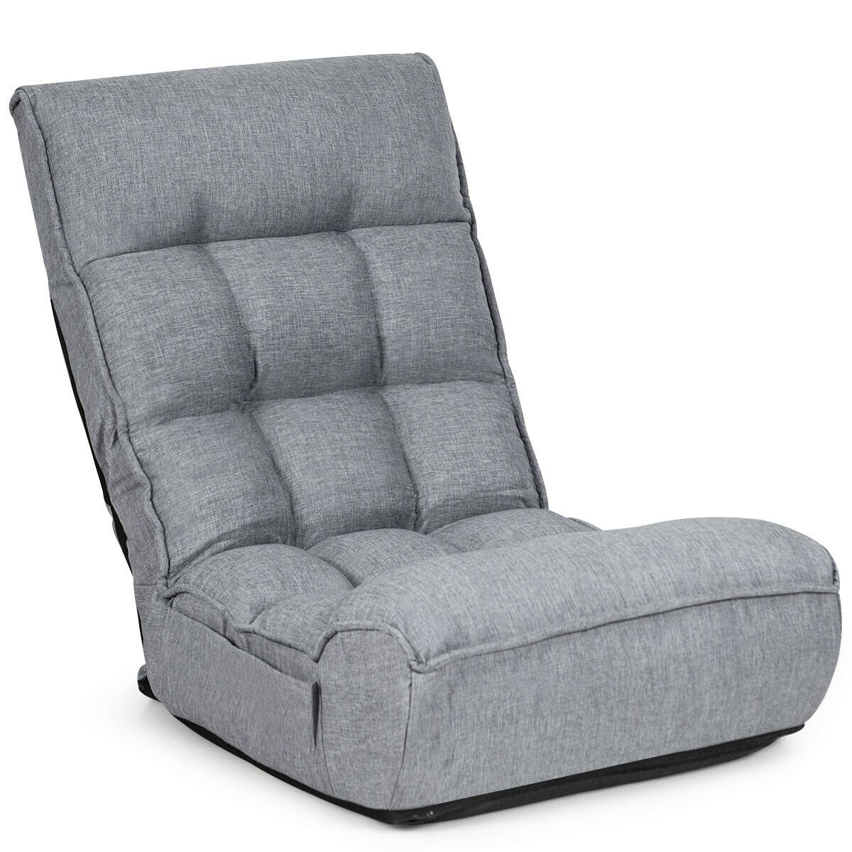 4-Position Adjustable Floor Chair, Folding Lazy Sofa, Gray Floor Chairs at Gallery Canada