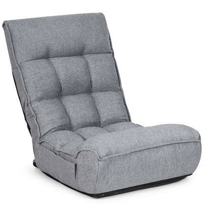 4-Position Adjustable Floor Chair, Folding Lazy Sofa, Gray Floor Chairs at Gallery Canada
