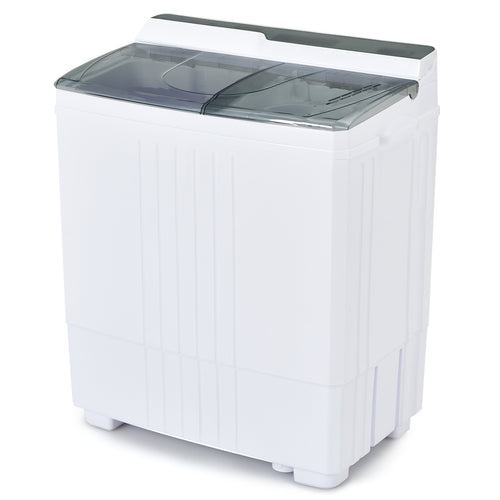 Twin Tub Portable Washing Machine, Timer Control, Drain Pump, Gray