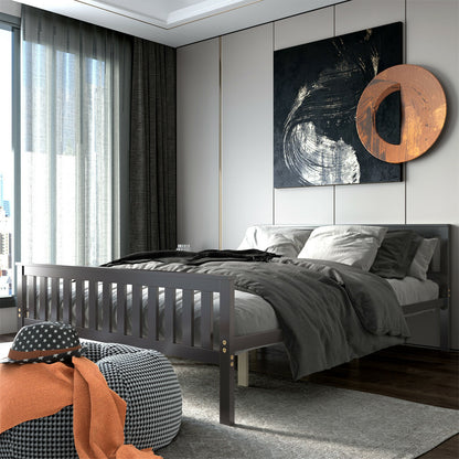 Queen Wood Platform Bed With Headboard, Espresso Simple Bed Frame at Gallery Canada