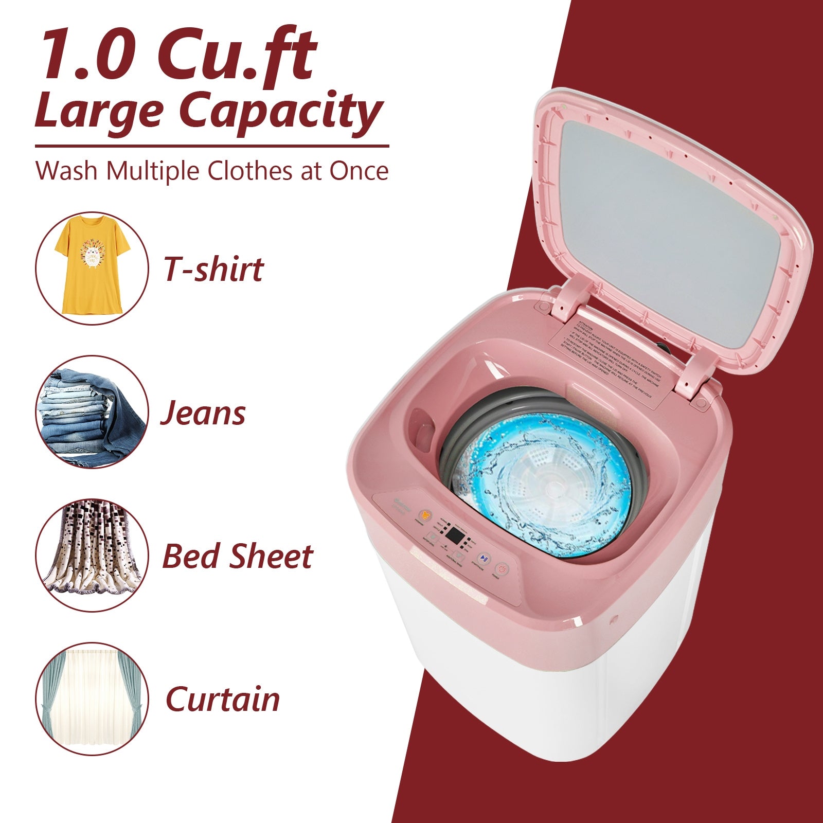 8lbs Portable Automatic Washing Machine, Pink Washing Machines at Gallery Canada