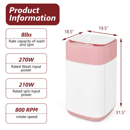 8lbs Portable Automatic Washing Machine, Pink Washing Machines at Gallery Canada
