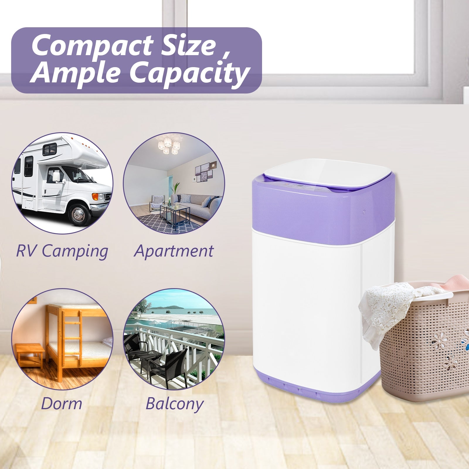 8lbs Portable Automatic Washing Machine, Purple Washing Machines at Gallery Canada