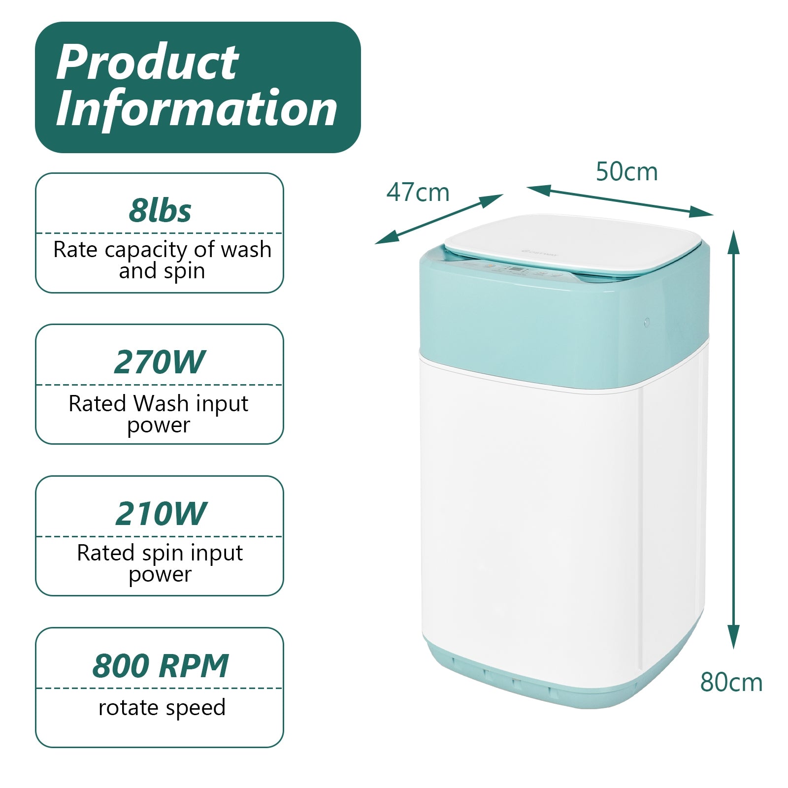8lbs Portable Automatic Washing Machine, Green Washing Machines at Gallery Canada