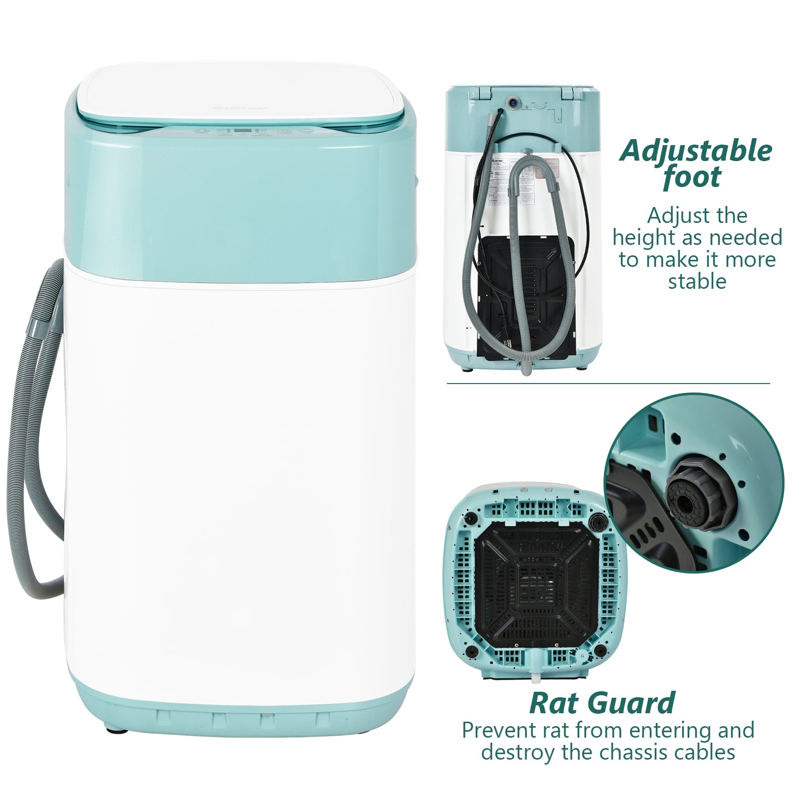 8lbs Portable Automatic Washing Machine, Green Washing Machines at Gallery Canada