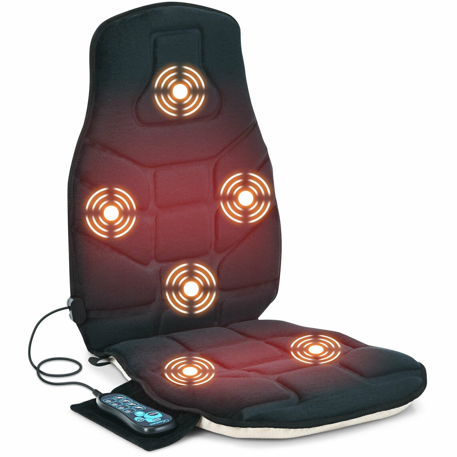 Seat Cushion Massager With Heat, 6 Vibration Motors, Black Back Massager Black at Gallery Canada