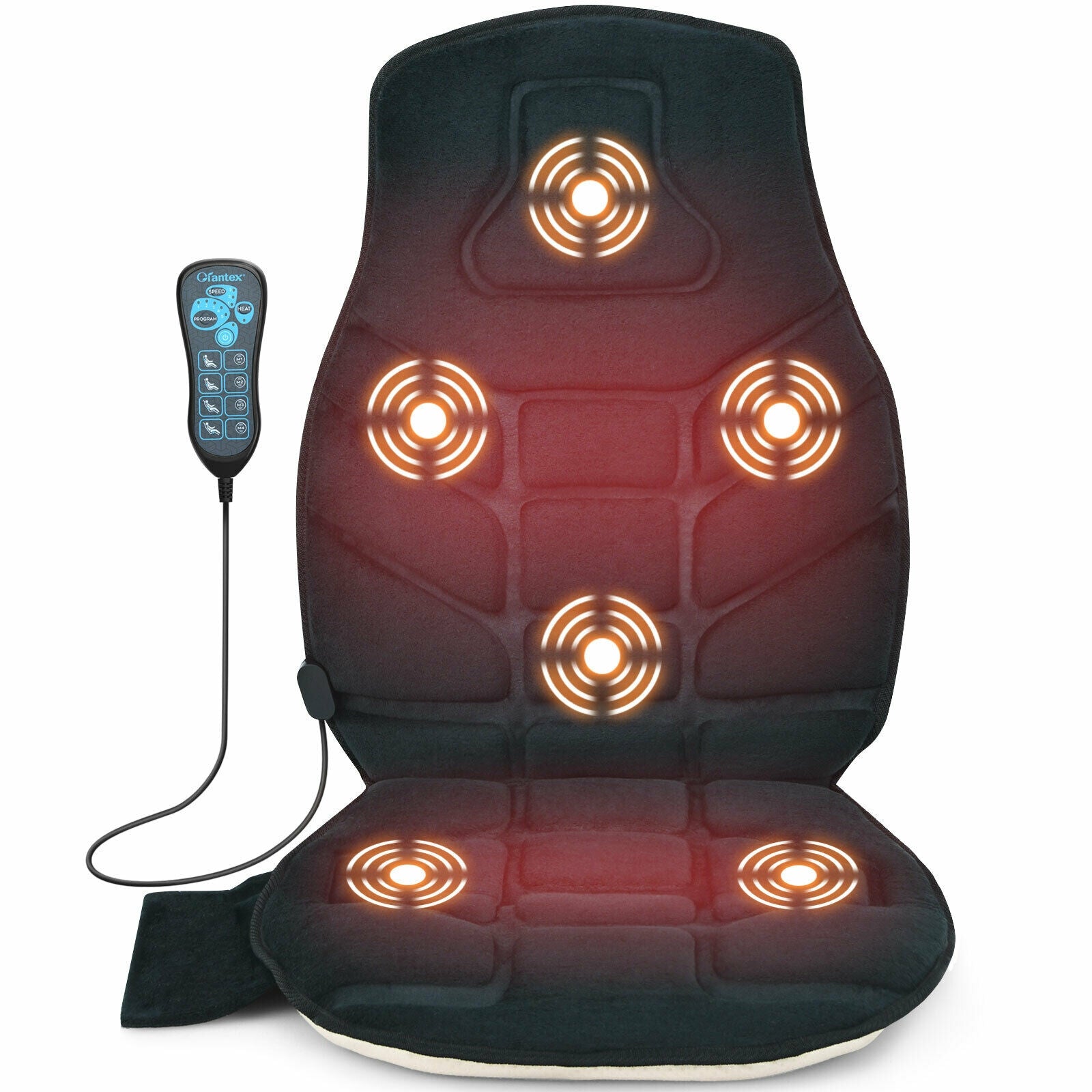 Seat Cushion Massager With Heat, 6 Vibration Motors, Black Back Massager at Gallery Canada