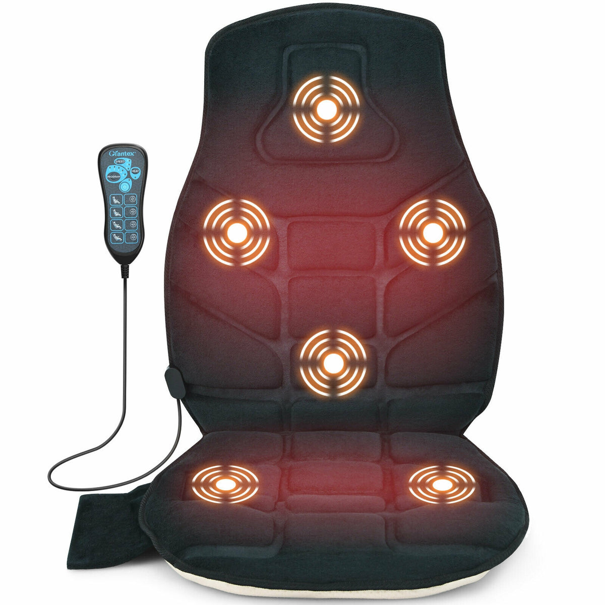 Seat Cushion Massager With Heat, 6 Vibration Motors, Black Back Massager at Gallery Canada