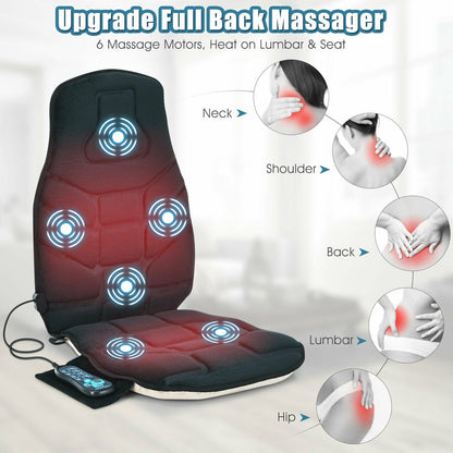 Seat Cushion Massager With Heat, 6 Vibration Motors, Black Back Massager at Gallery Canada