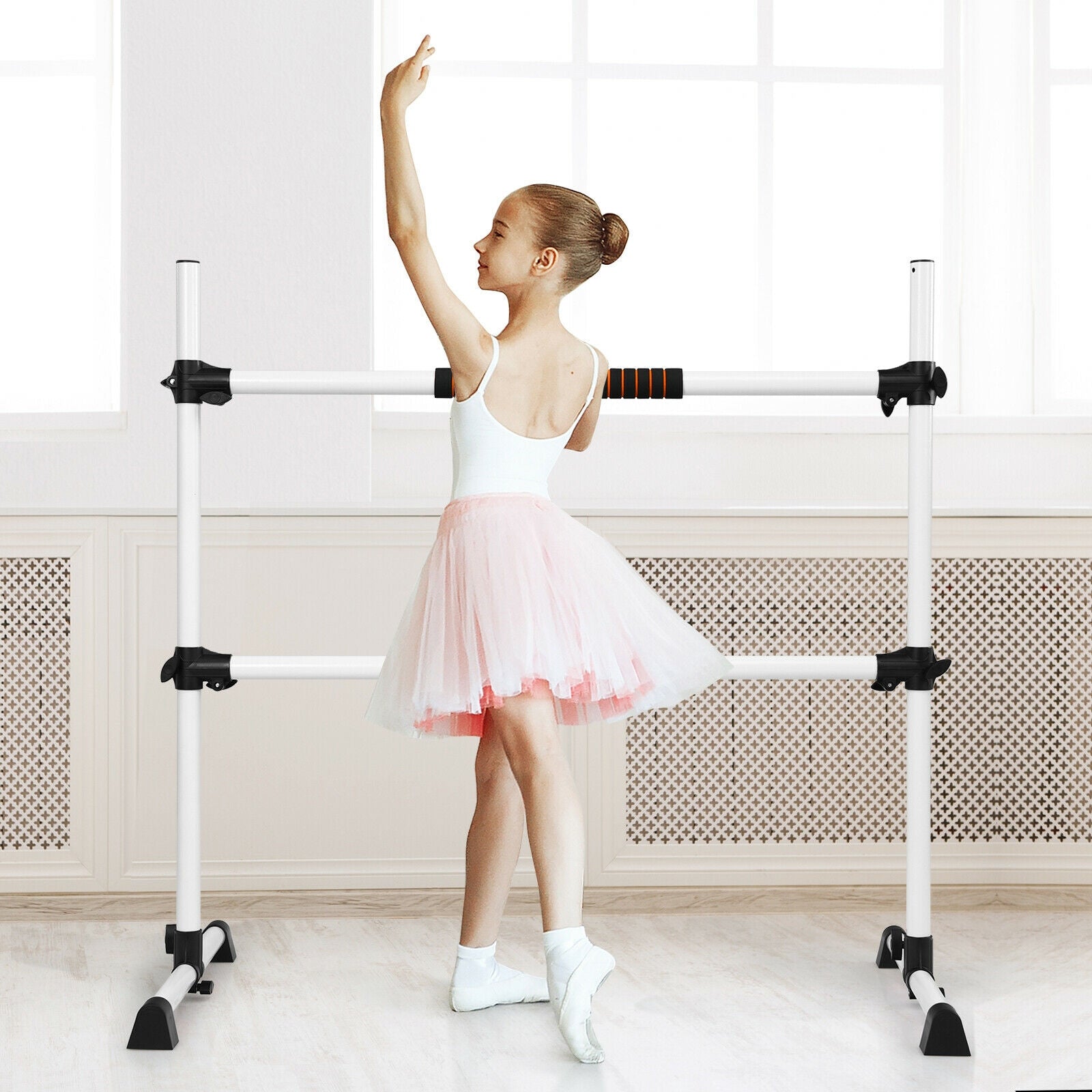 4 Feet Portable Freestanding Ballet Barre, Gray Yoga Accessories at Gallery Canada