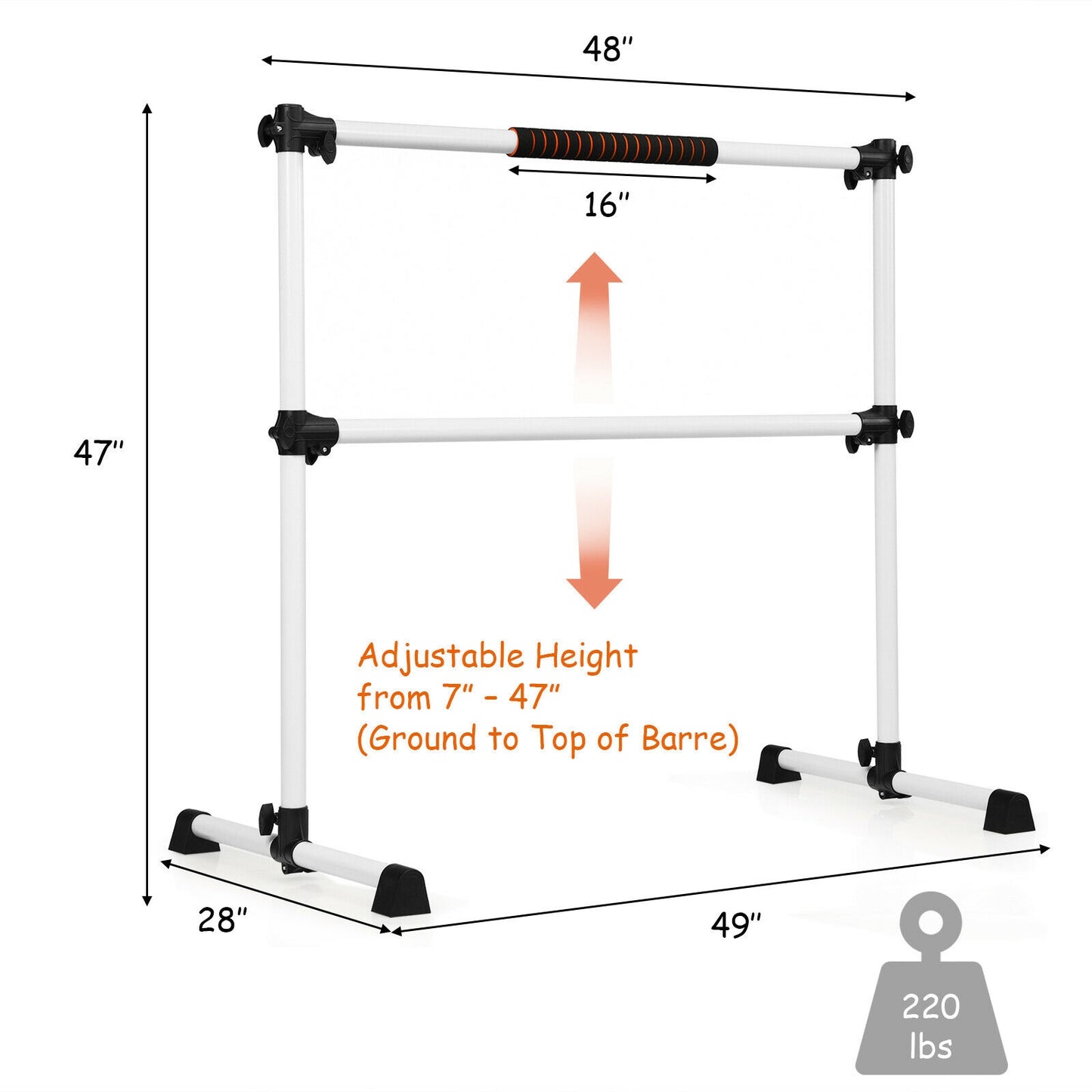 4 Feet Portable Freestanding Ballet Barre, Gray Yoga Accessories at Gallery Canada