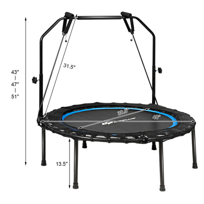 40 Inch Foldable Rebounder, Adjustable Resistance Bands, Blue Trampolines at Gallery Canada