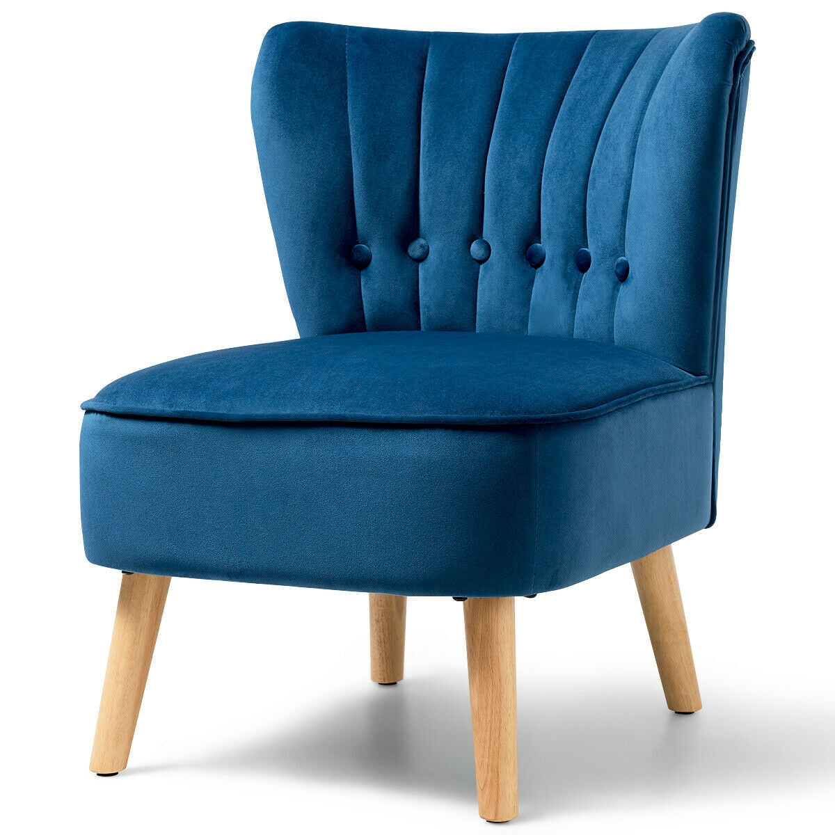 Armless Accent Chair, Tufted Velvet, Blue Accent Chairs at Gallery Canada